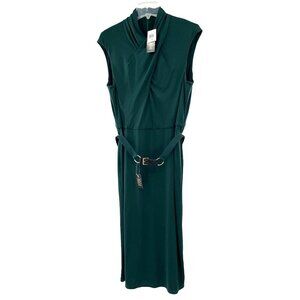 Lauren Ralph Lauren Black Label Women's Green Sleeveless Belted‎ Dress Size 14